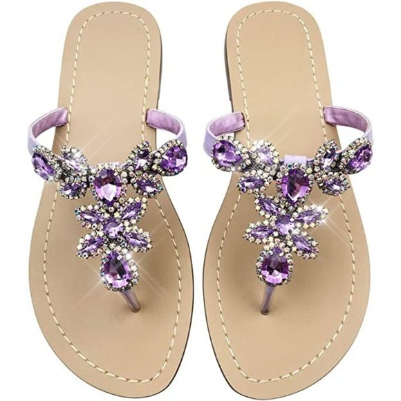 NEW Sparkling Bling Swarovski Crystal Rhinestone Sandals Beach Wedding S… - Picture 9 of 16